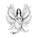 Mermaid with wings tattoo design idea