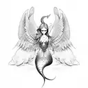 Mermaid with wings tattoo design idea