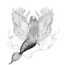 Mermaid with wings tattoo design idea