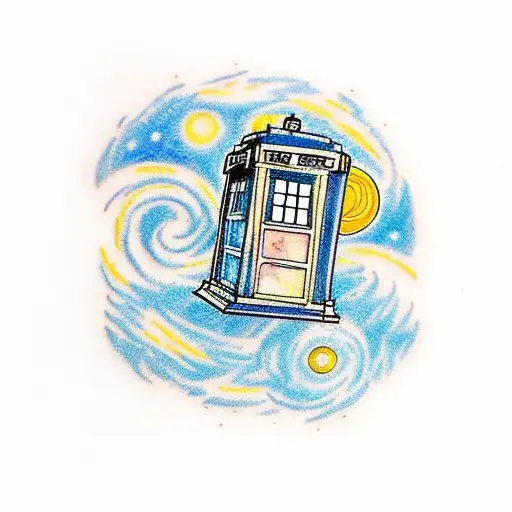tardis starry night  tattoo design idea