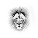 angry lion in profile tattoo design idea