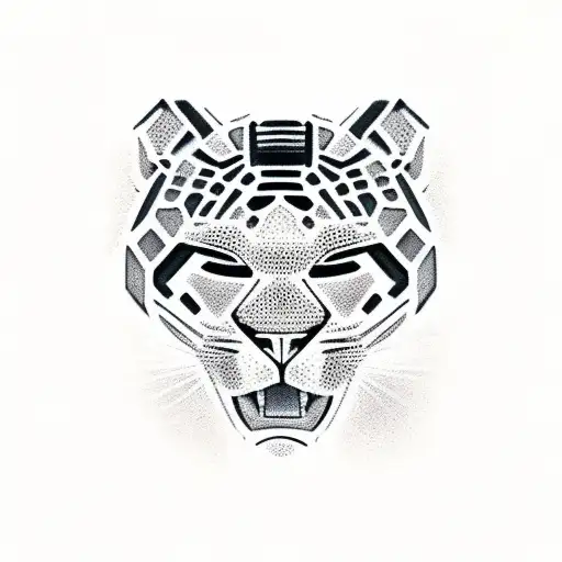 woman wearing a panther over her head tattoo design idea