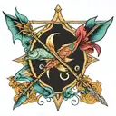 pisces fish libra scale saggitarius arrow design tattoo design idea