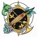 pisces fish libra scale saggitarius arrow design tattoo design idea