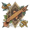 pisces fish libra scale saggitarius arrow design tattoo design idea