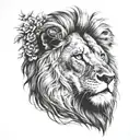 lion face made only way we're all things through Christ tattoo design idea