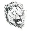 lion face made only way we're all things through Christ tattoo design idea