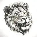 lion face made only way we're all things through Christ tattoo design idea