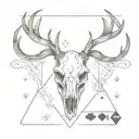 deer skull inside a ace playing card tattoo design idea
