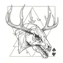 deer skull inside a ace playing card tattoo design idea