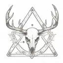deer skull inside a ace playing card tattoo design idea
