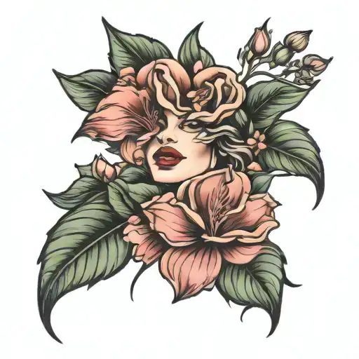 sexy lips flowers shoulder tattoo tattoo design idea