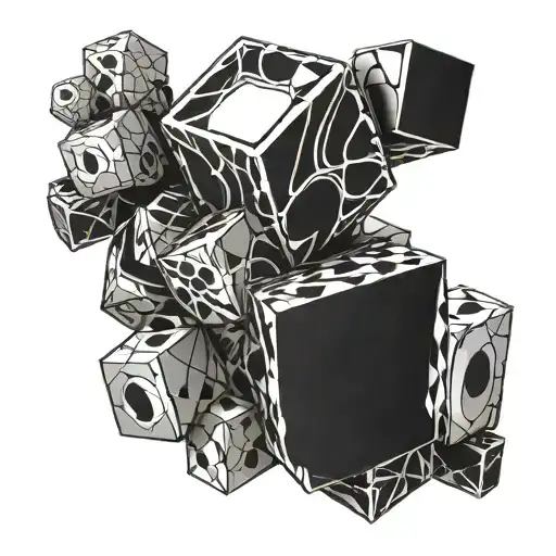 baby blocks as fillers and background black and white tattoo design idea