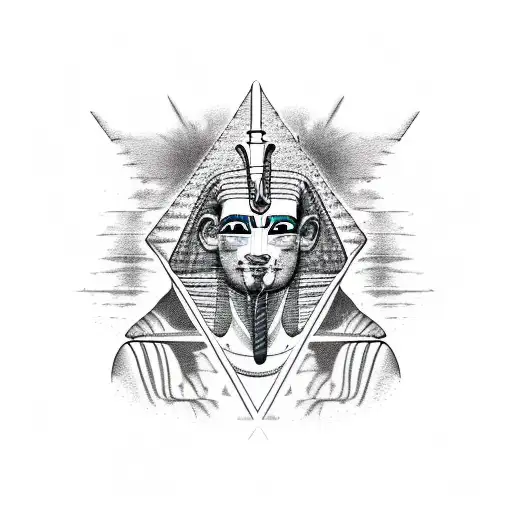 The great pyramid of Giza with Horus and Anubis standing behind it looking down tattoo design idea