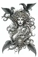 medusa, hades, hecate, persephone, charon sleeve tattoo tattoo design idea