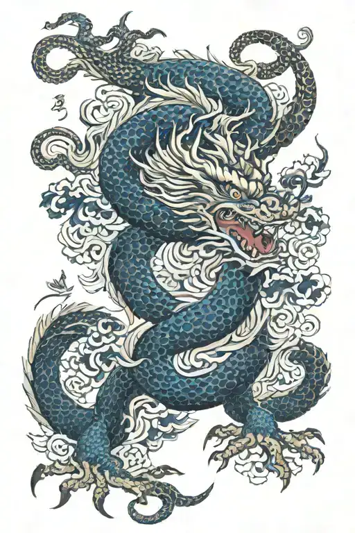 mixed up between Iranian carpet and Chinese Dragon tattoo design idea