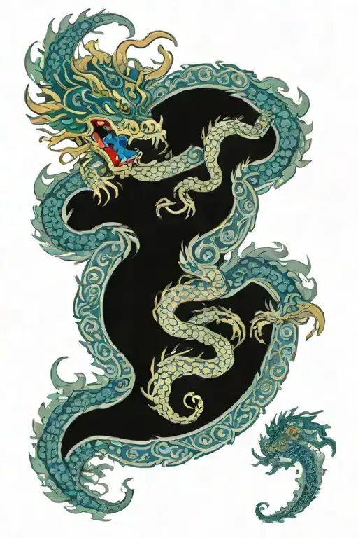 mixed up between Iranian carpet and Chinese Dragon tattoo design idea
