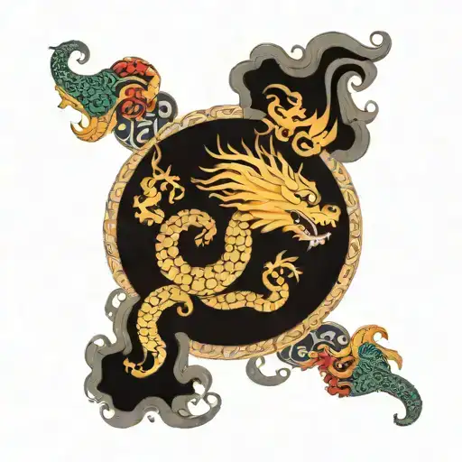 mixed up between Iranian carpet and Chinese dragon flying tattoo design idea