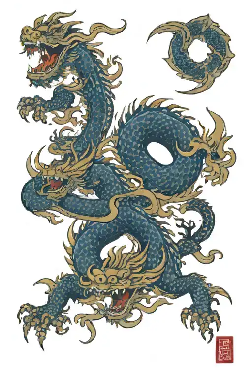 mixed up between Iranian carpet and Chinese dragon flying tattoo design idea