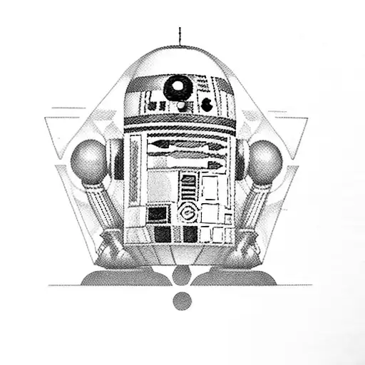 A bookshelf filled with robotic animals reading Star Wars books tattoo design idea