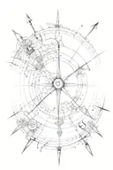 map overlayed on compass with arrows tattoo design idea