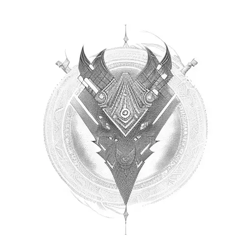 A tribal-inspired pattern incorporating elements of popular PC games tattoo design idea