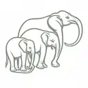 3 elephants holding tails and an elegant thin tattoo design idea