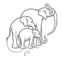 3 elephants holding tails and an elegant thin tattoo design idea