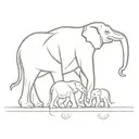 3 elephants holding tails and an elegant thin tattoo design idea