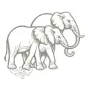 3 elephants holding tails and an elegant thin tattoo design idea