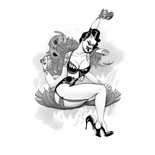 sexy evil pinup tattoo design idea