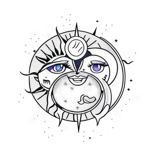Sun and Moon tattoo design idea