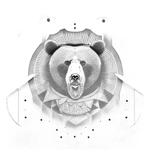 traditional bear head with knife through it tattoo design idea