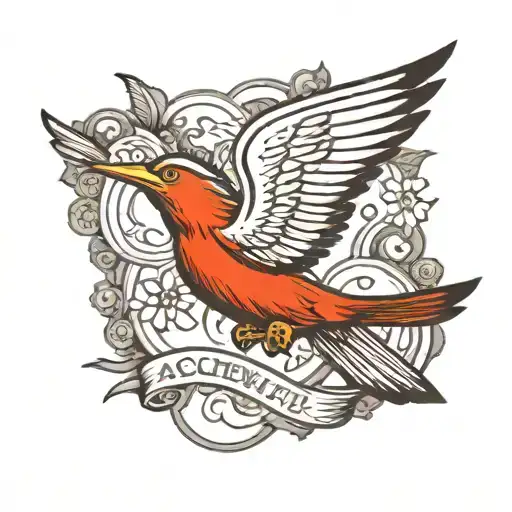 achieve a goal bird flying tattoo design idea
