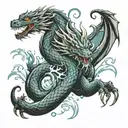 dragon in water tattoo design idea