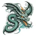 dragon in water tattoo design idea