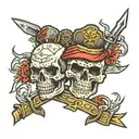 brothers in arms with skulls  tattoo design idea