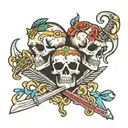 brothers in arms with skulls  tattoo design idea