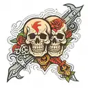 brothers in arms with skulls  tattoo design idea