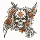 brothers in arms with skulls  tattoo design idea