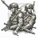  2  brothers in arms tattoo design idea