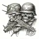  2  brothers in arms tattoo design idea