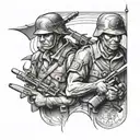  2  brothers in arms tattoo design idea