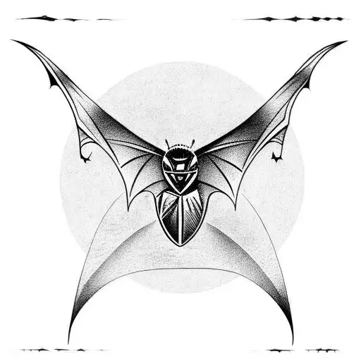 Australian indigenous art with bat  tattoo design idea