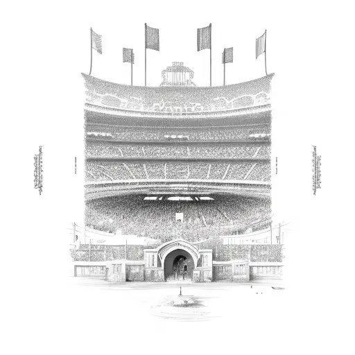 A detailed sketch of the iconic Arena MRV stadium tattoo design idea