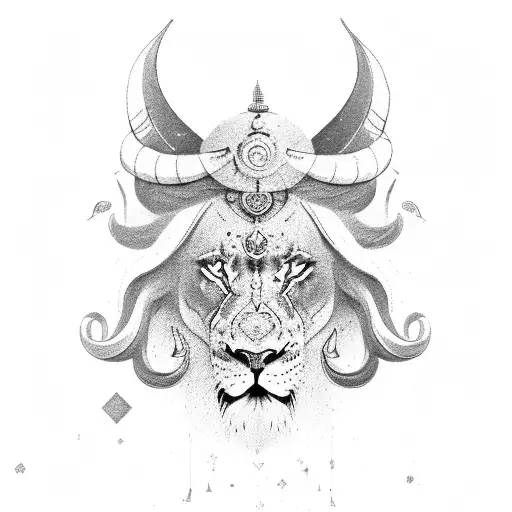 vikrant, lion , bull investor, karma, hindu, sanskrit tattoo design idea