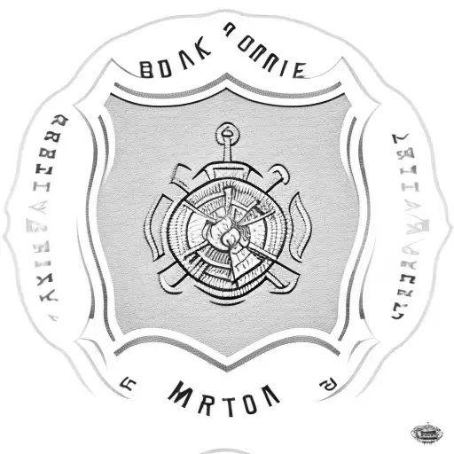 firefighter emblem with a marathon runner silhouette incorporated tattoo design idea