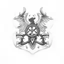 Military firefighter emblem with a marathon runner silhouette incorporated tattoo design idea