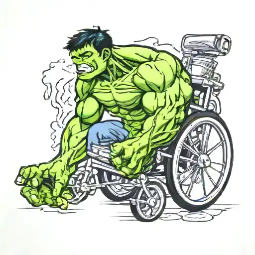 Incredible Hulk tearing a wheelchair in half tattoo tattoo design idea