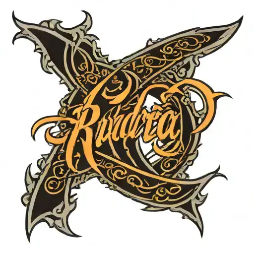 Rudra name written tattoo design idea